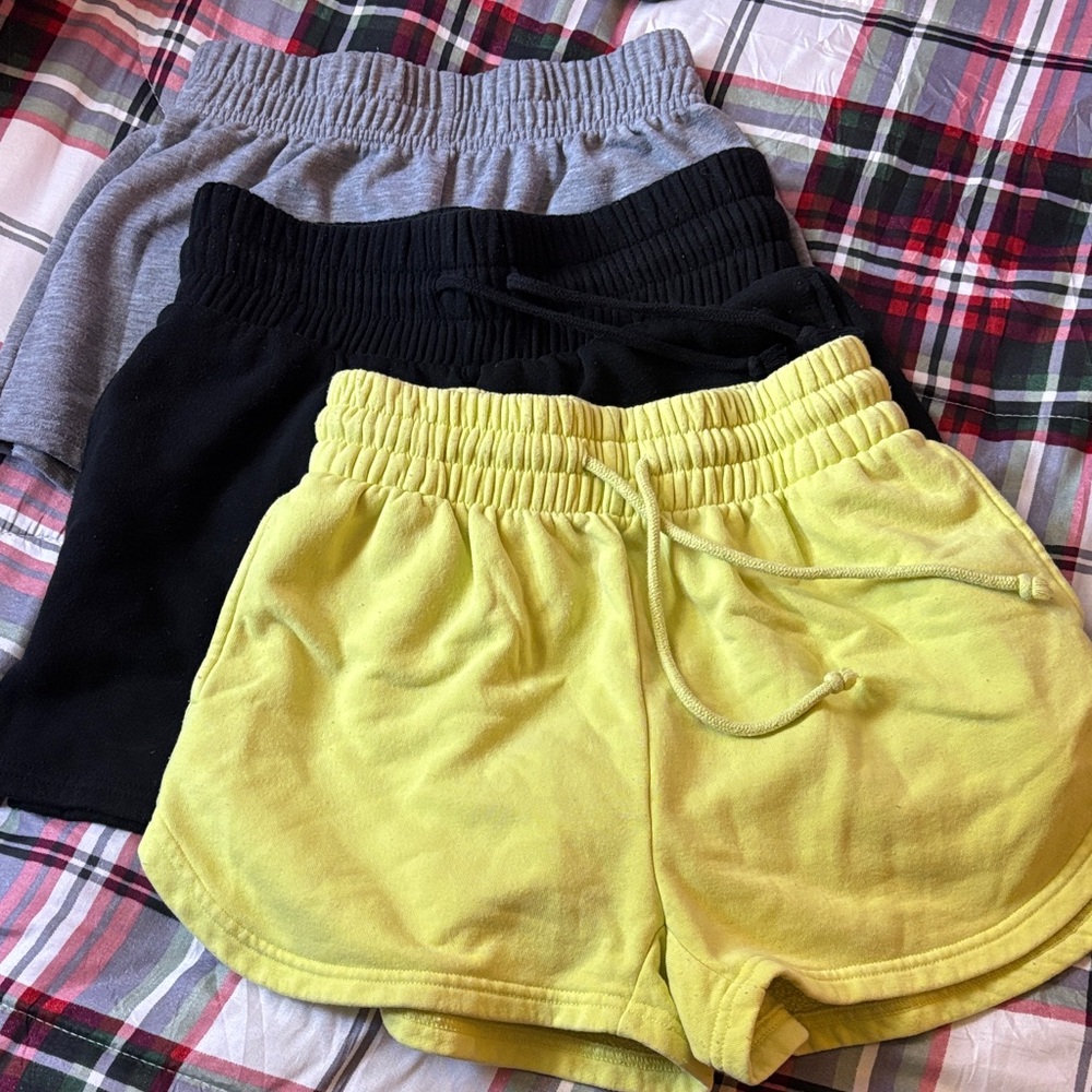 3 pair bundle Women's Casual Shorts - Black, Gray, Yellow